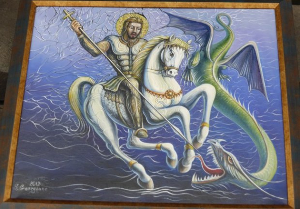 Image of ST George fighting the dragon.