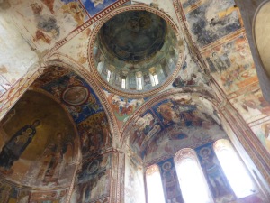 Gelati monastery, church of Virgin Mary the Blessed. Mural of Christ Pantokrator on ceiling of the central dome (12th century)