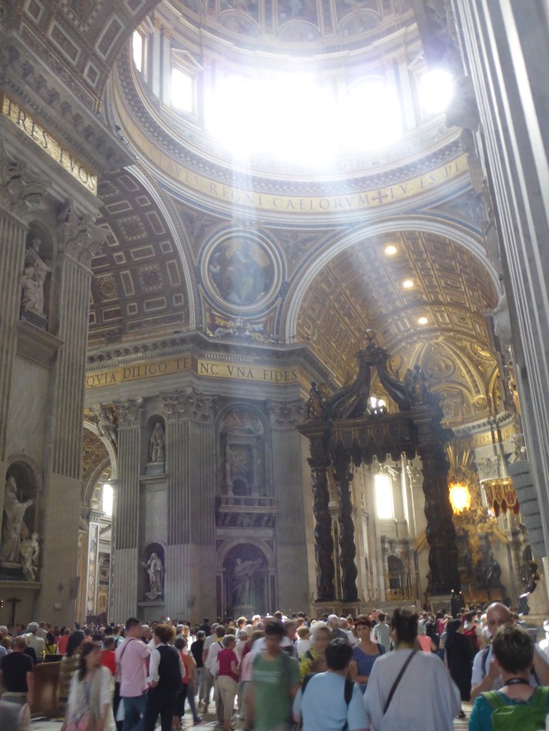 Crepuscular rays are seen in St. Peter's Basilica at certain times each day.